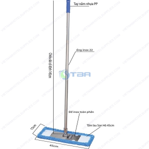 Cây lau sàn microfiber siêu sạch bản inox 45cm
