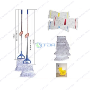 Cây làu sàn ướt công nghiệp đầu kẹp cán inox