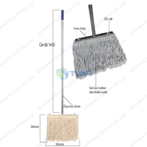 Cây lau sàn ướt nhà xưởng văn phòng kẹp inox chữ T