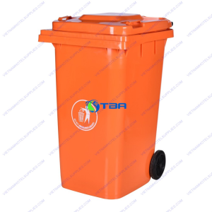 Thùng rác nhựa HDPE 240L màu cam ASIA-TRC240