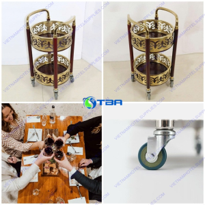 Xe đẩy rượu trà 2 tầng hình tròn ASIA-RT001G
