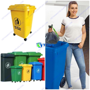 Thùng rác nhựa 60L màu vàng ASIA-TRNV60L