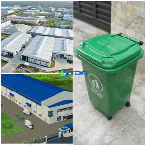Thùng rác nhựa 60L xanh lá nhà xưởng ASIA-TRN60LX