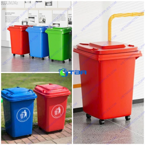 Thùng rác nhựa HDPE 60L màu đỏ ASIA-TRN60L