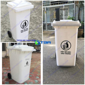 Thùng rác nhựa ASIA 120L màu trắng TRT120L