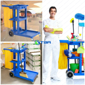 Xe đẩy dọn vệ sinh chữ L nhựa 3 tầng ASIA170B