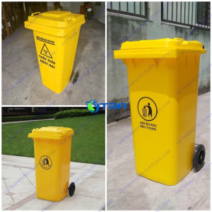 Thùng rác nhựa 240L màu vàng ASIA-TRV240