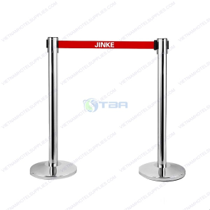 Cột chắn inox đế chóp cao cấp dây căng màu đỏ 3 mét