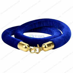 Dây nhung cột chắn inox màu xanh móc khóa vàng