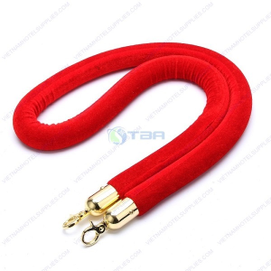 Dây nhung đỏ móc khóa vàng dùng cho cột chắn inox