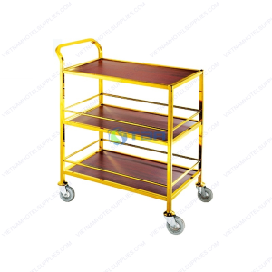 Xe đẩy rượu bánh gỗ 3 tầng cao cấp ASIA-RT016