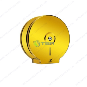 Hộp đựng giấy vệ sinh cuộn tròn lớn inox vàng Asia