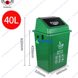 Thùng Rác Nhựa Xanh 40L Nắp Lật ASIA-NLX40