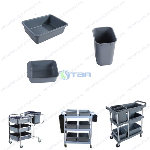 Khay và xô nhựa dùng cho xe dọn bàn ăn