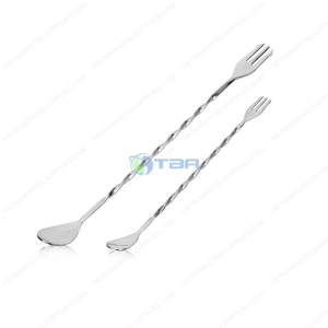 Muỗng inox pha chế quầy bar xoắn 2 đầu