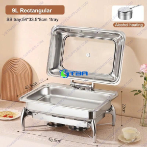 Nồi hâm Buffet chữ nhật nắp kính cao cấp ASIA102PC-1N