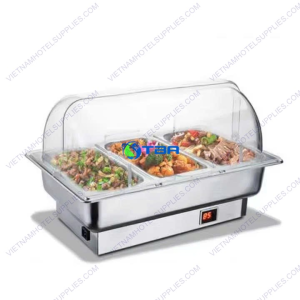Nồi hâm nóng thức ăn dùng điện nắp PC trong 3 ngăn