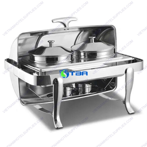 Nồi hâm soup buffet chữ nhật chân cong nắp kính ASIA6054CPC