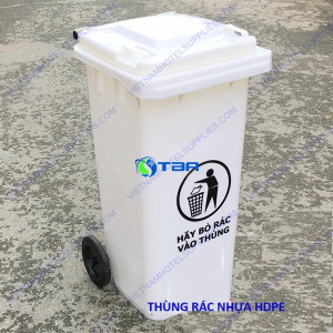 Thùng rác nhựa HDPE 240L màu trắng ASIA-TRT240