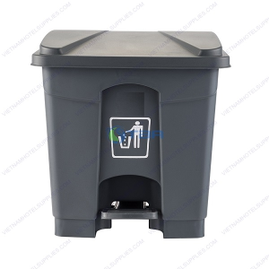 Thùng rác bếp đạp chân nhựa màu xám 45L