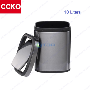 Thùng rác CCKO đen chữ nhật nắp lật 10L #CK9908B