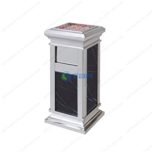 Thùng rác đá hoa cương inox trắng CB026W