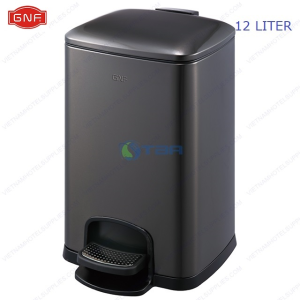 Thùng rác đạp chân cao cấp màu đen 12L #GNFSJ12B