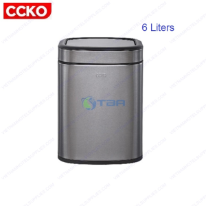 Thùng rác inox CCKO chữ nhật đen nắp lật 6L #CK9908B