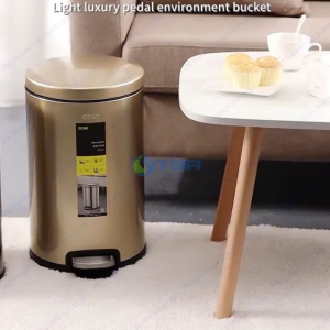 Thùng rác inox CCKO tròn đạp chân vàng 10L #CK9937