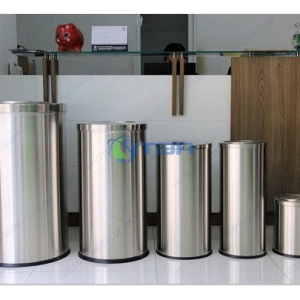 Thùng rác inox tròn nắp lật xoay cao cấp