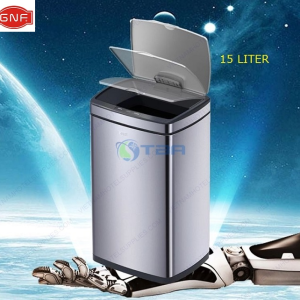 Thùng rác inox vuông cảm biến 15L #GNFS15