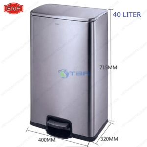 Thùng rác inox vuông cao cấp cỡ lớn 40L #GNFSJ40