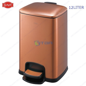 Thùng rác inox vuông cao cấp màu đồng 12L #GNFSJ12T