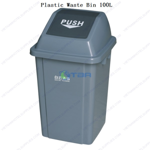 Thùng rác nhựa HDPE nắp lật màu xám 100L