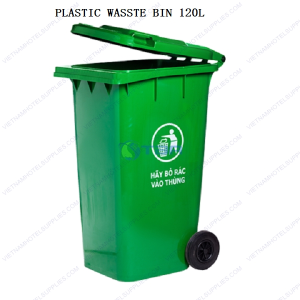 Thùng rác nhựa màu xanh 120L