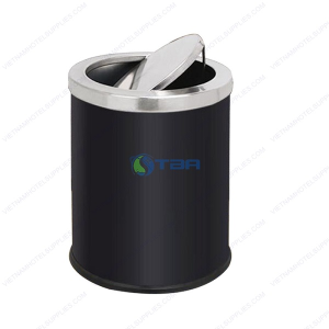 Thùng rác tròn nắp lật cỡ nhỏ màu đen A300B