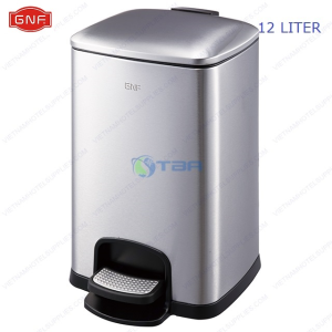Thùng rác vuông inox cao cấp đạp chân 12L #GNFSJ12