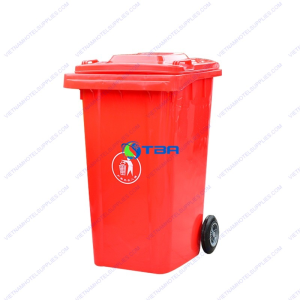 Thùng rác nhựa ASIA nắp kín 240 lít màu đỏ TRNĐ240