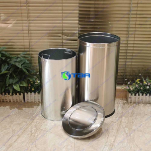 Thùng rác inox tròn nắp lật xoay cỡ lớn A480