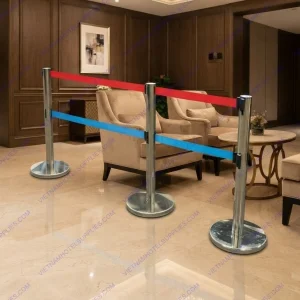Trụ chắn inox barrier ngăn cách phân làn 2 tầng dây