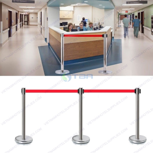 Trụ barrier điều hướng phân làn dây căng màu đỏ