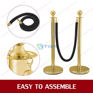 Trụ chắn inox cao cấp mạ vàng dây nhung đen
