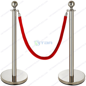 Trụ chắn inox đầu tròn dây nhung trùng màu đỏ