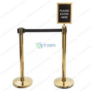 Trụ chắn inox mạ vàng cao cấp dây căng màu đen