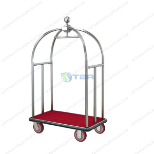 Xe đẩy hành lý khách sạn mái vòm khung inox loại lớn