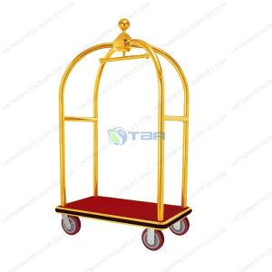 Xe đẩy hàng lý mái vòm 4 bánh inox mạ vàng 
