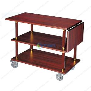 Xe đẩy phục vụ cao cấp bằng gỗ ba tầng A059