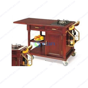 Xe đẩy phục vụ có bếp gas nấu ăn di động C56