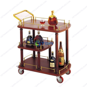 Xe đẩy rượu cao cấp bằng gỗ ba tầng C049