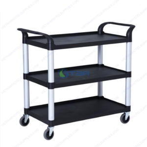 Xe đẩy thức ăn 3 tầng nhựa màu đen A400B